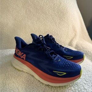Hoka Blue and Pink Running Shoes